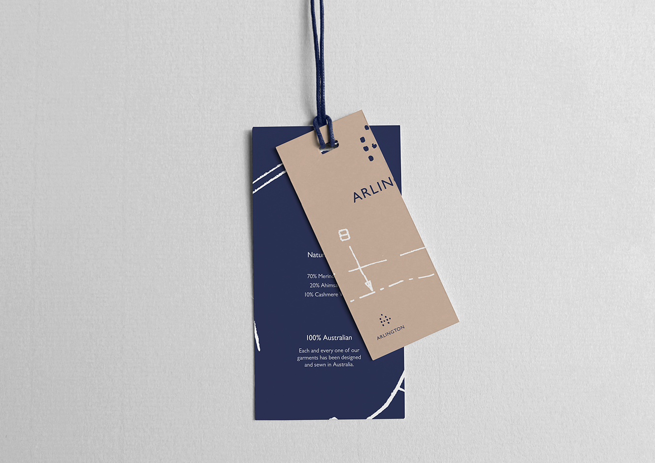 Arlington identity swing tag fashion identity design